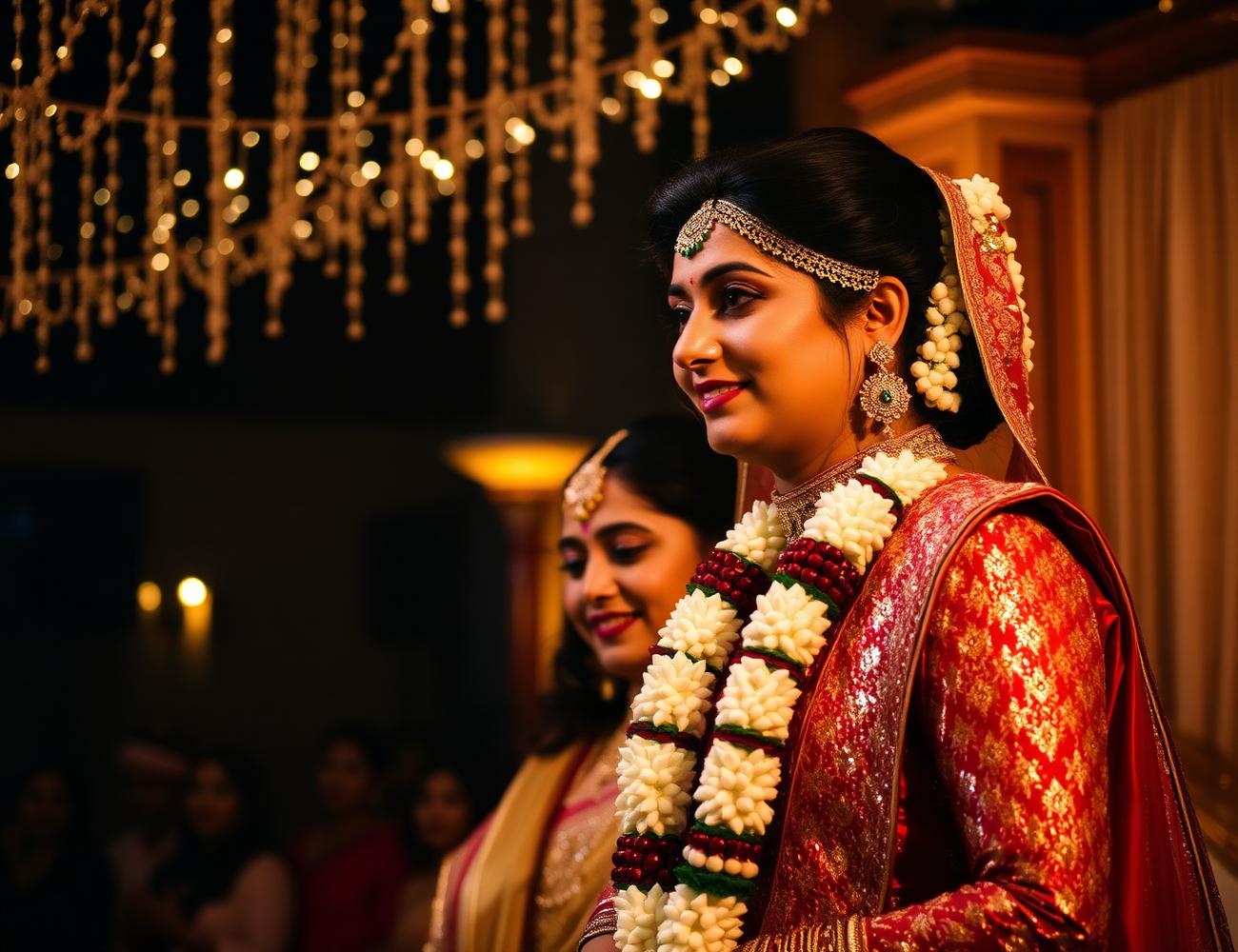 Candid ceremony moment under fairy lights